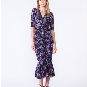 Veronica Beard Kent Purple Floral Button Dress